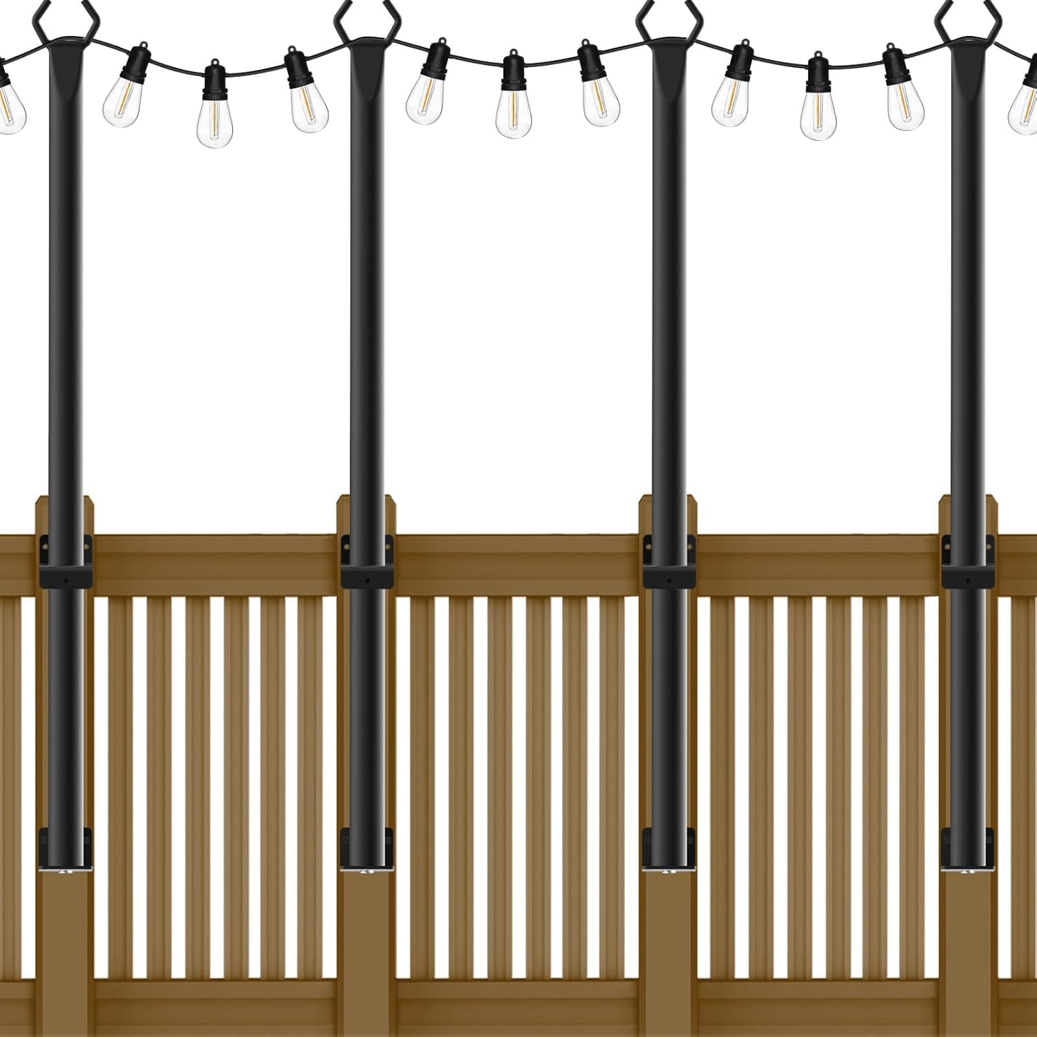 4 Pack 5Ft String Light Poles for Outdoor Decor and Events