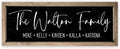 Personalized Framed Family Name Sign 8 in x 24 in - Weathered Grey