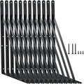 12 Pack L14 x H 10 in Black Heavy Duty Shelf Brackets - 240lb Pair