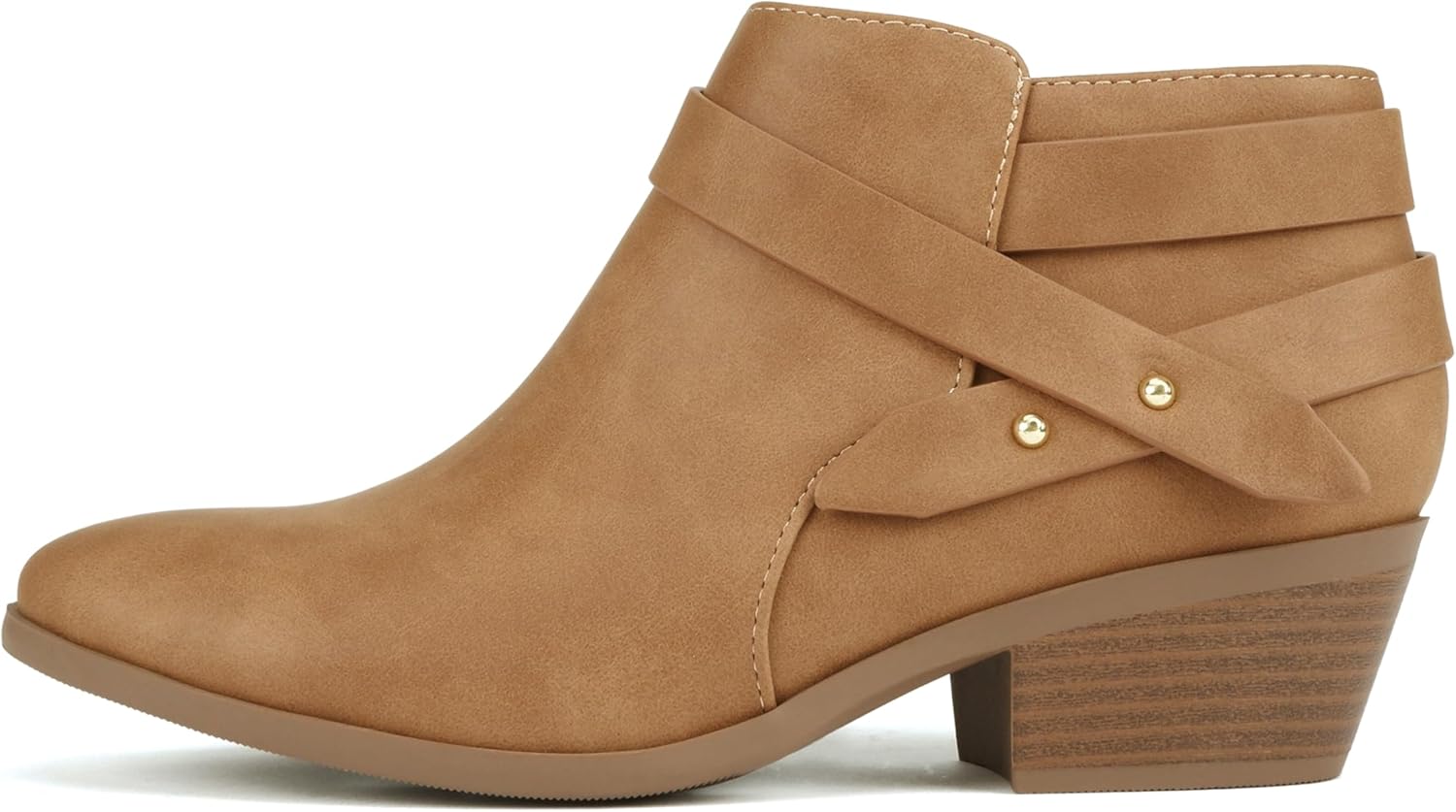 Soda SWEETEN Women's Fashion Closed Toe Ankle Bootie Block Heel