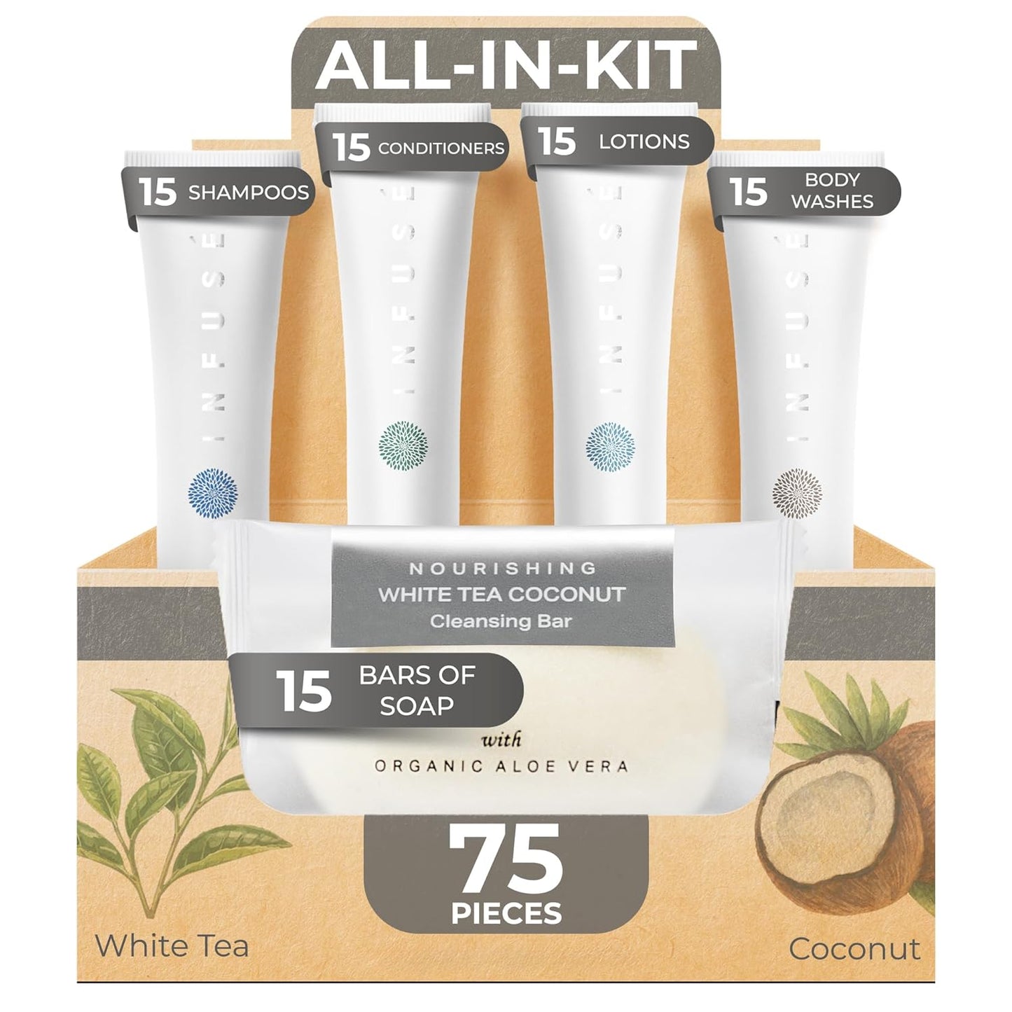 Infuse Pure White Tea and Coconut All-In-Kit Hotel Soaps Set