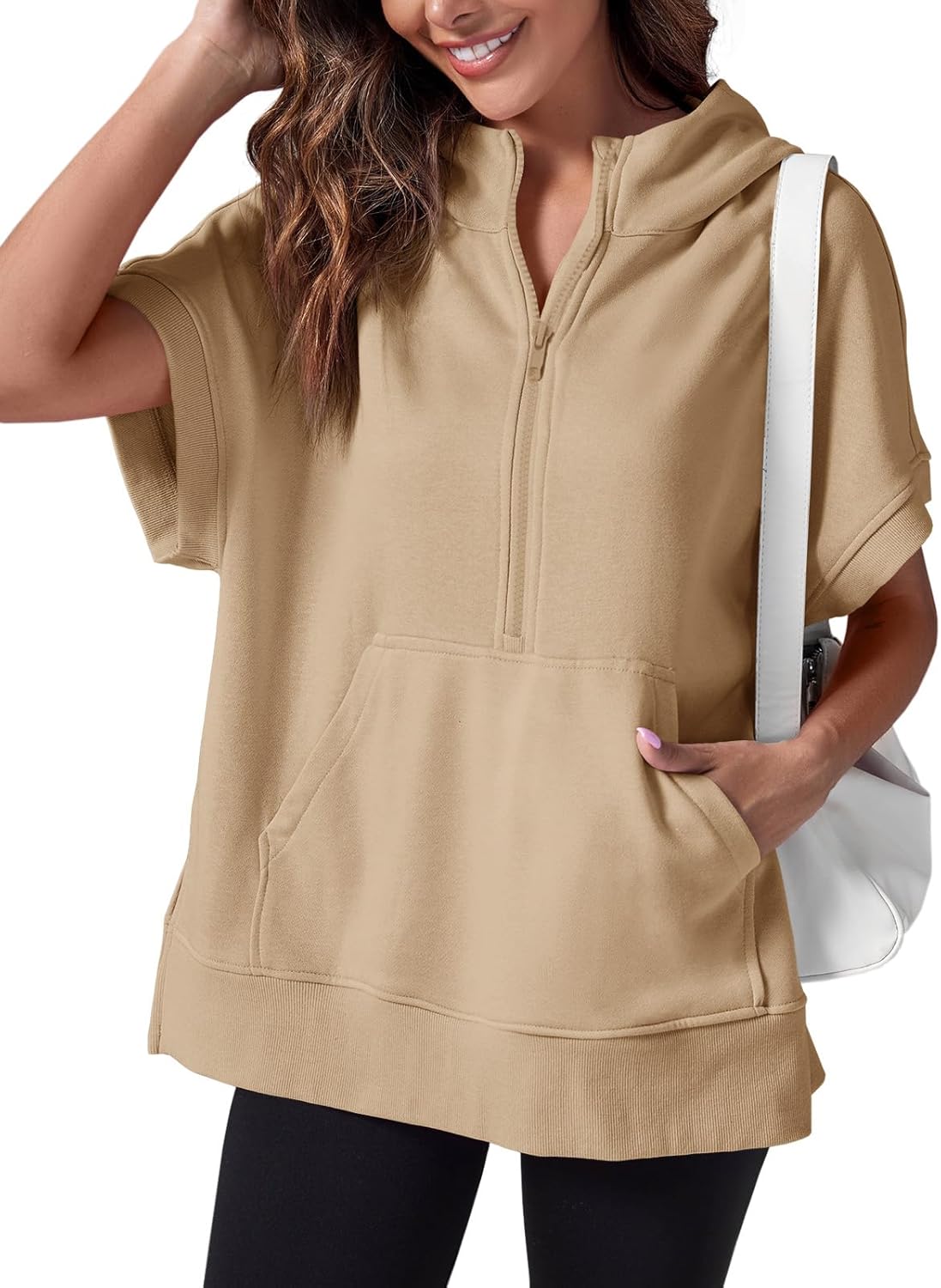 Fisoew Womens Oversized Half Zip Hoodies for Casual Style