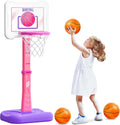 Toddler Basketball Hoop Pink for Age 1-3 - Height Adjustable Mini Hoop