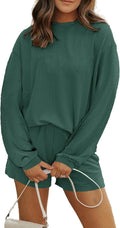 Women's 2 Piece Ribbed Knit Shorts Set - Summer Lounge