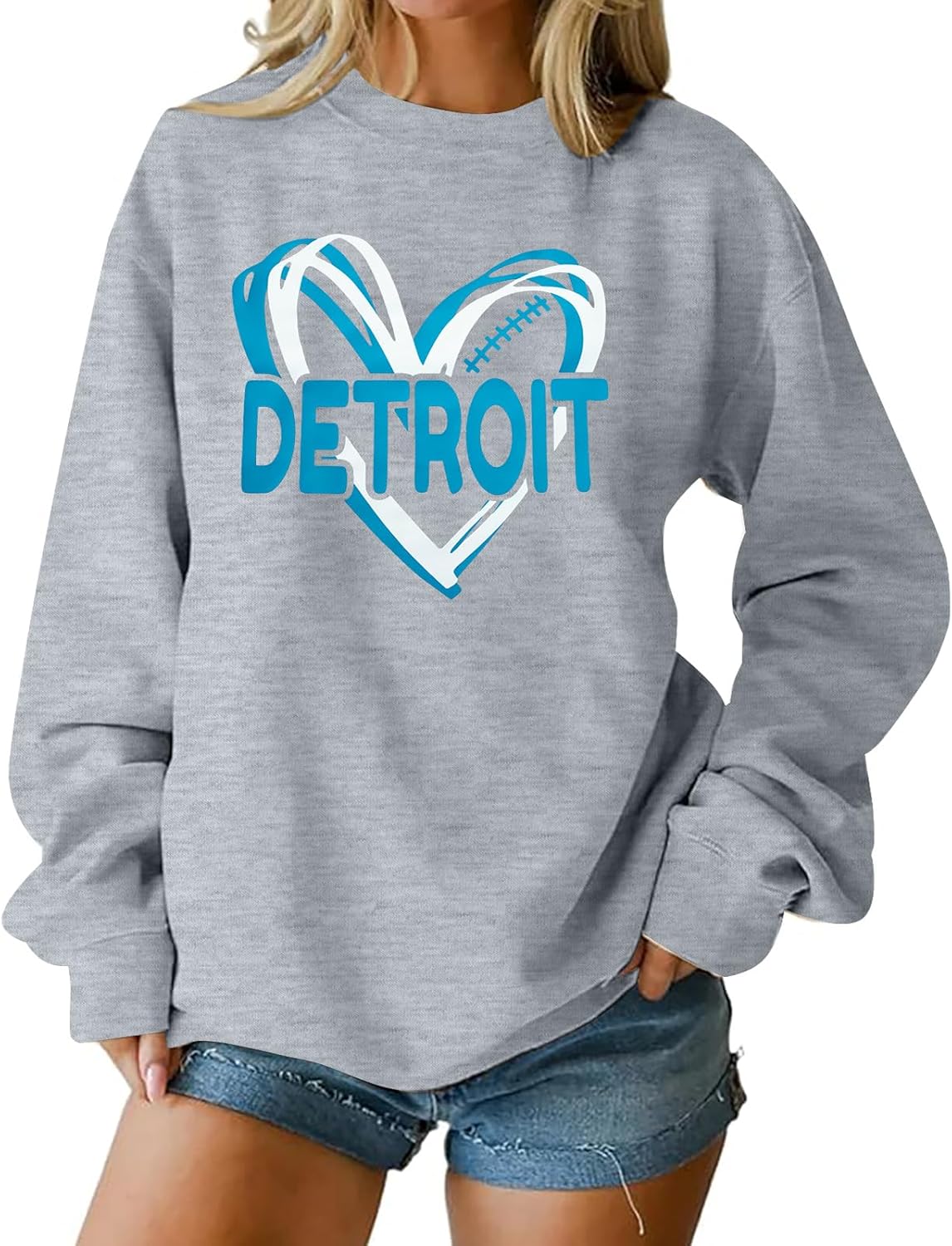Football Sweatshirt for Women - Game Day Heart Graphic Top
