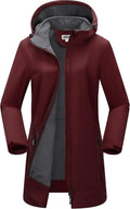 Women's Softshell Rain Jacket with Removable Hood - Warm Fleece Lined