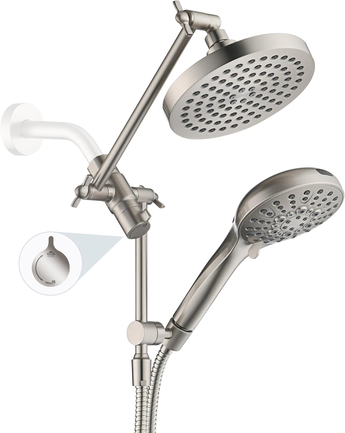 BRIGHT SHOWERS Rain Shower Head with Handheld Spray Features