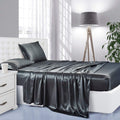 King Size Satin Bed Sheet Set - Grey Cooling 400 TC