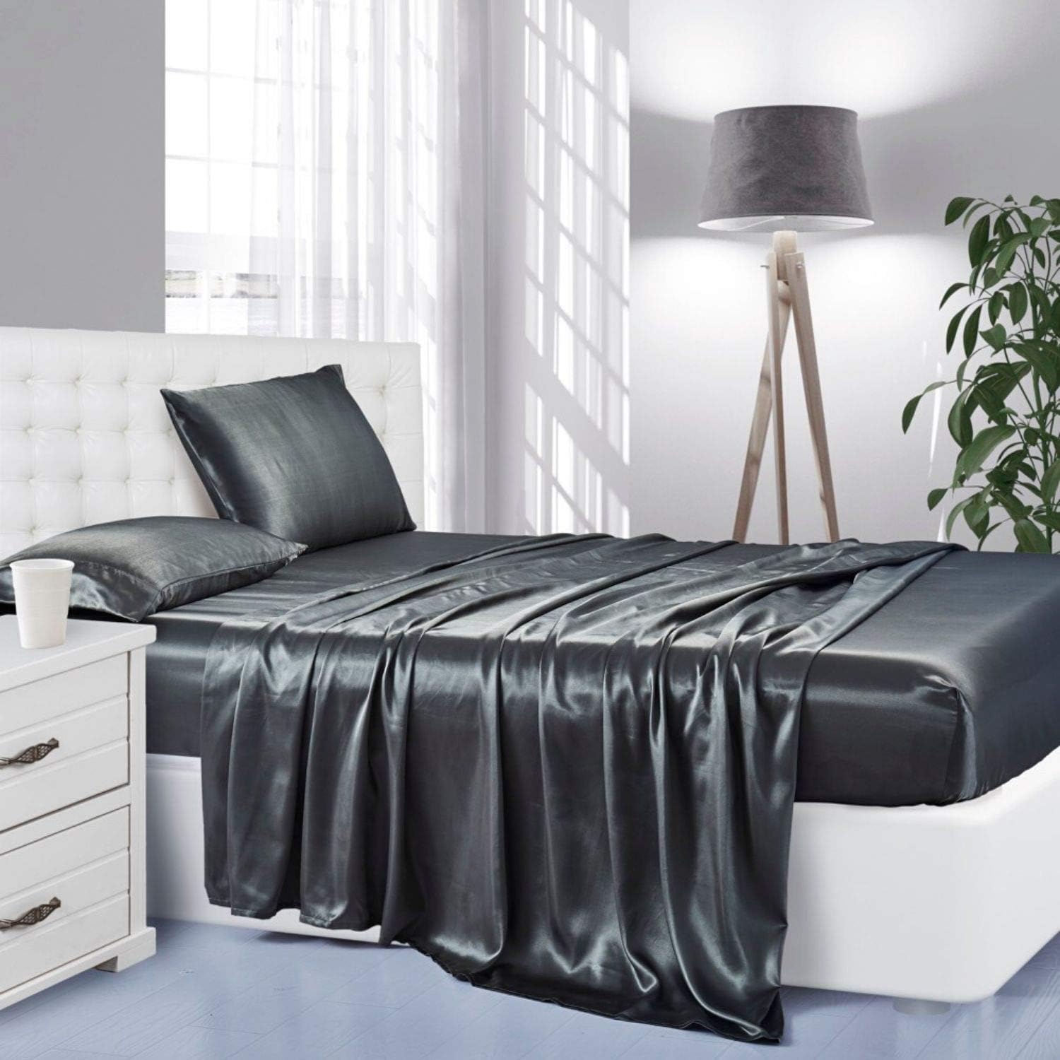 Luxurious King Size Satin Bed Sheet Set with Deep Pockets