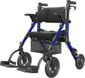 Transport Wheelchair Lightweight Foldable Rollator - 2 in 1 Mobility
