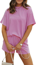 MARZXIN Women's 2 Piece Summer Tracksuit Ribbed Knit Shorts Set Sets