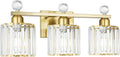 Modern Crystal Bathroom Vanity Light Gold - Elegant 3-Light Fixture