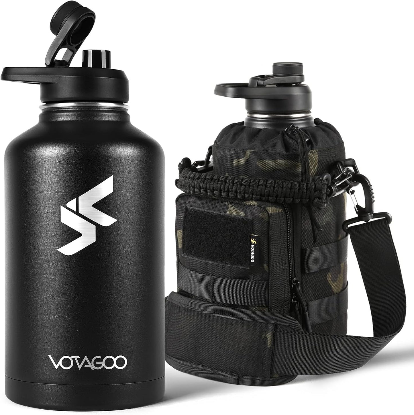 64Oz Tactical Water Bottle - Insulated Half Gallon Metal Bottle