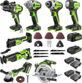 Greenworks 24V 8pcs Combo Kit with Batteries and Chargers