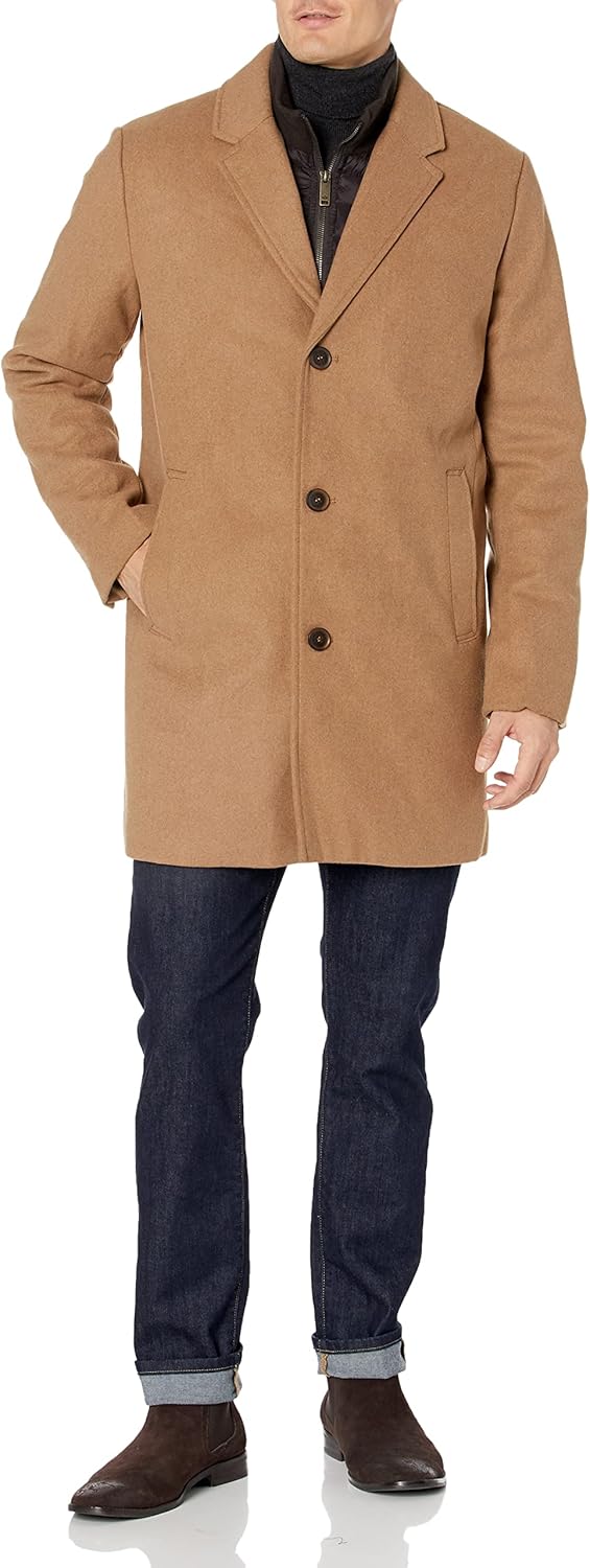 DOCKERS mens Henry Wool Blend Top Coat for Warmth & Comfort