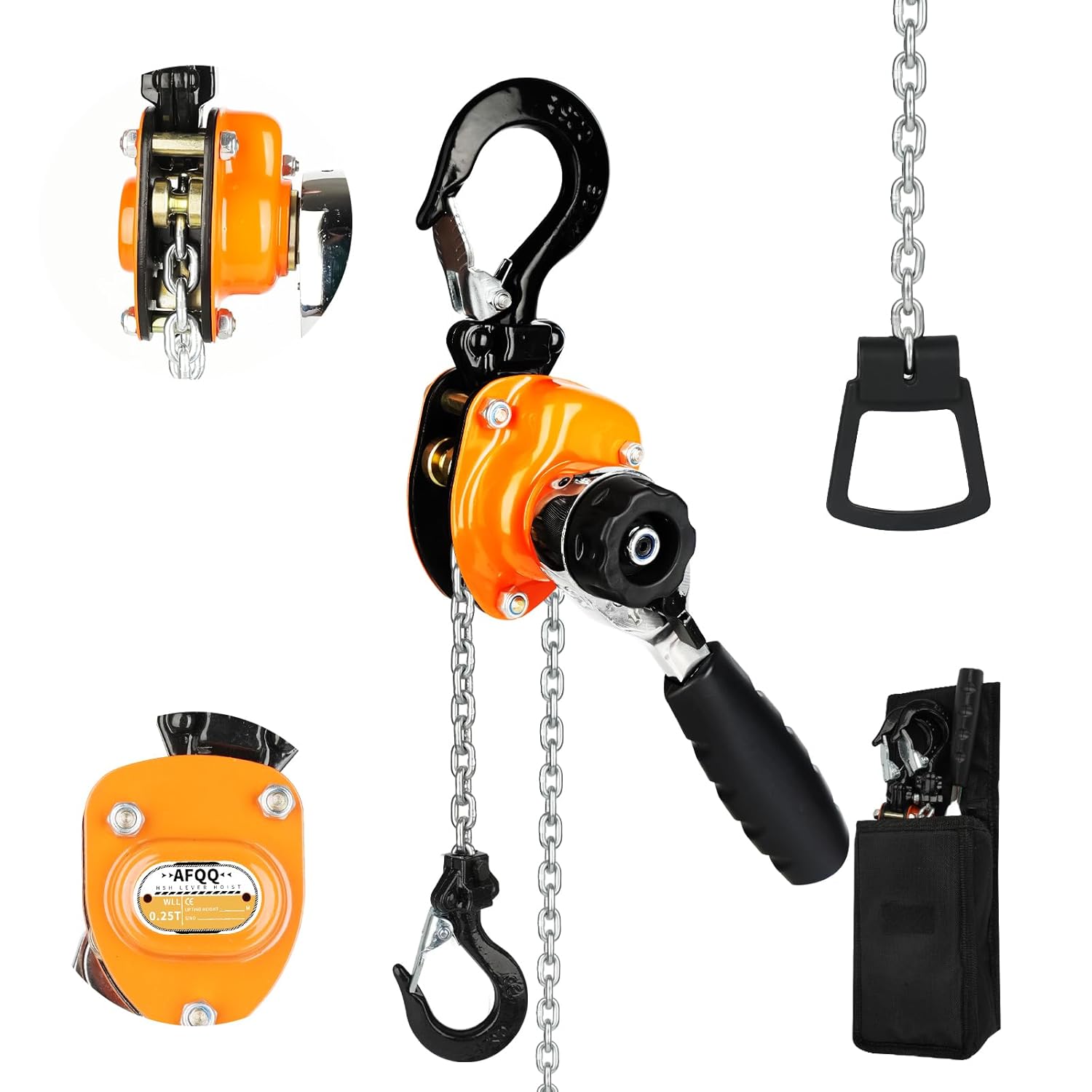 Mnin Chain Hoist 1/4 Ton Capacity 10Ft Lift for Heavy Lifting
