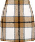 Womens High Waist Plaid Skirt Bodycon Pencil Wool Mini (Style P6FQ)