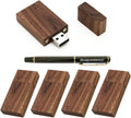 5 Pack Rectangle Walnut Wood USB Flash Drive 3.0/64GB - Wooden Finish
