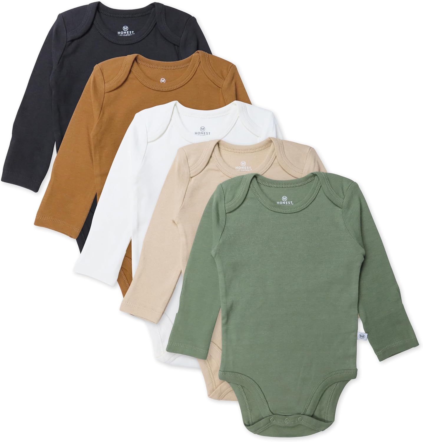 HonestBaby 5-pack Long Sleeve Bodysuits for Infant Baby Boys