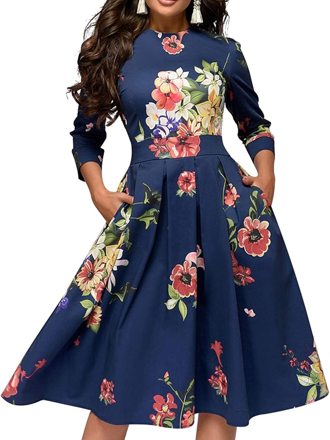 Simple Flavor Women's Floral Vintage Midi Evening Dress Review