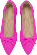 Women's Bow Knit Pointed Toe Ballet Flats - Comfortable Dressy Slip