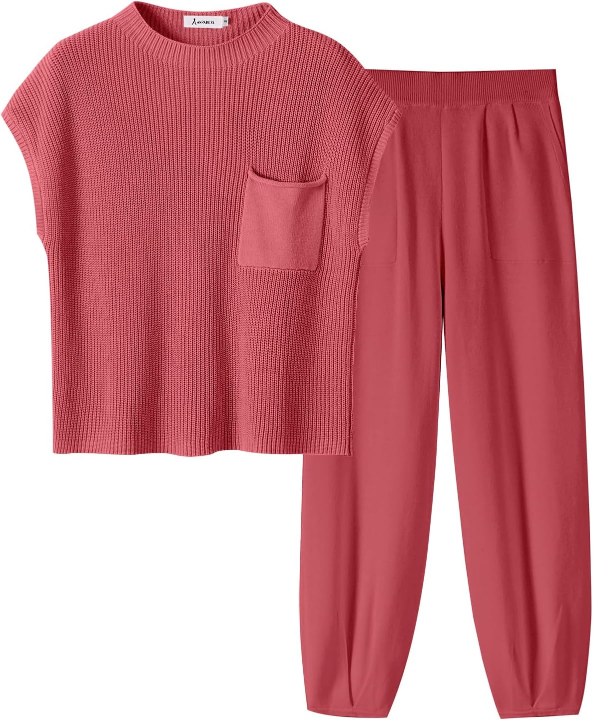 Stylish Women's Two Piece Outfits Knit Sweater Vest Crop Top Pants