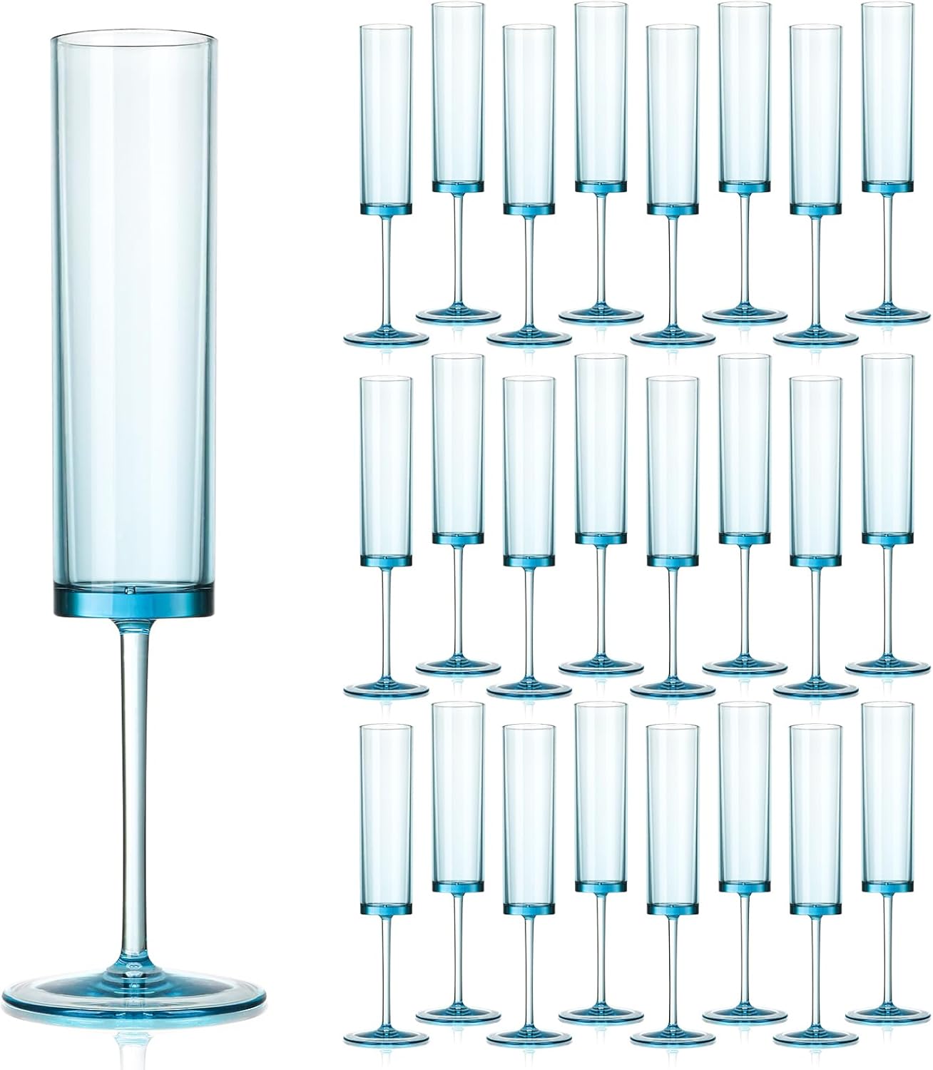 24 Pack Blue Champagne Glasses for Weddings and Parties