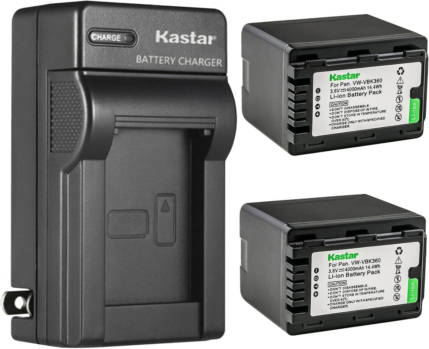 Kastar 2-Pack Battery and AC Wall Charger for Panasonic Cameras