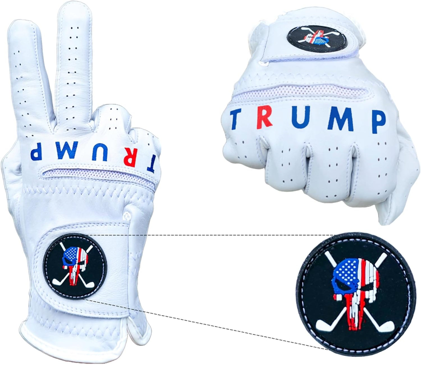 Trump Skull Golf Glove - Premium Cabretta Leather, Fun Golf Gag Gift