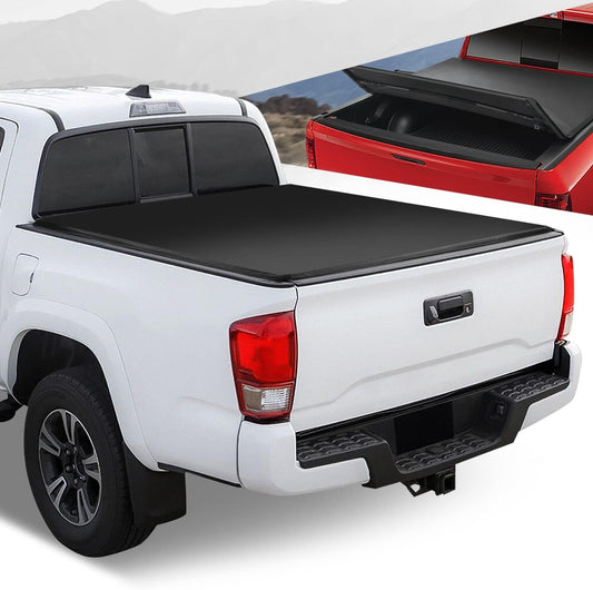 Auto Dynasty Soft Tri-Fold Truck Bed Tonneau Cover for Tacoma