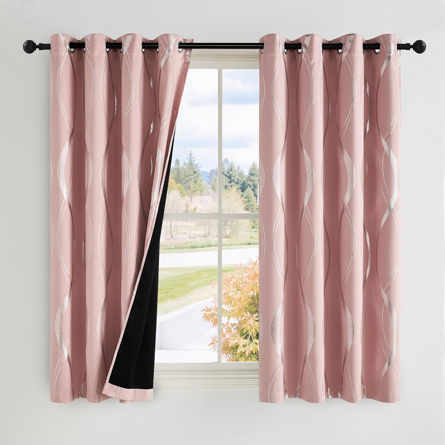 NICETOWN 100% Blackout Pink Curtains for Bedroom Elegance