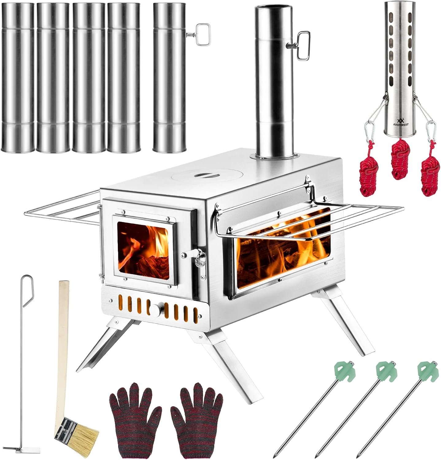 Portable Wood Stove for Outdoor Heating & Cooking by AVOFOREST