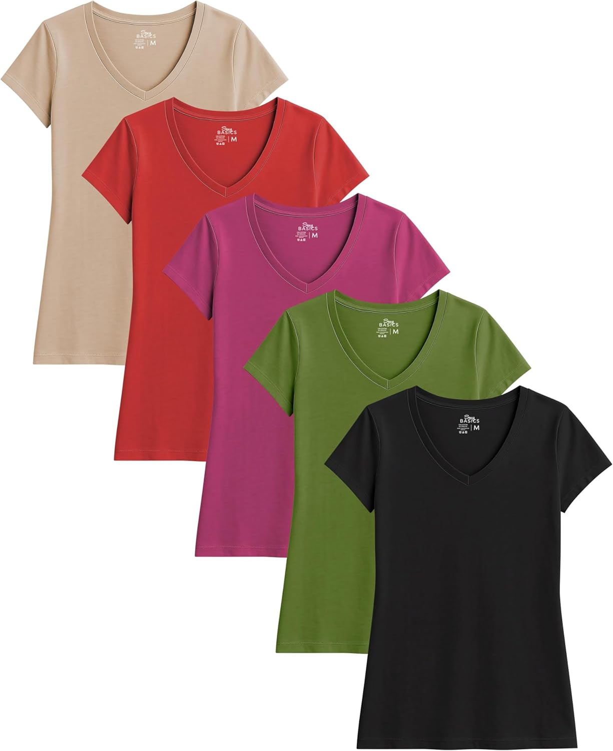 Sexy Basics Womens Cotton Stretch V Neck T Shirts for All Occasions