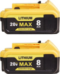 8000mAh Replacement for Dewalt 20V Max Battery 2-Pack - Longer Run