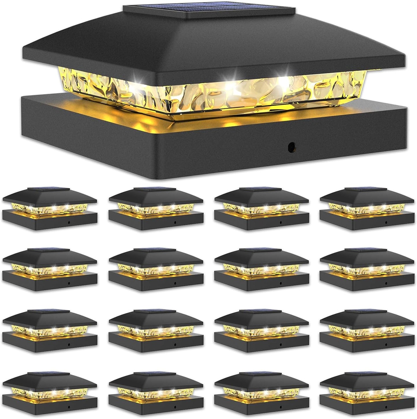 4x4 Solar Post Cap Light Set for Outdoor Decks and Fences