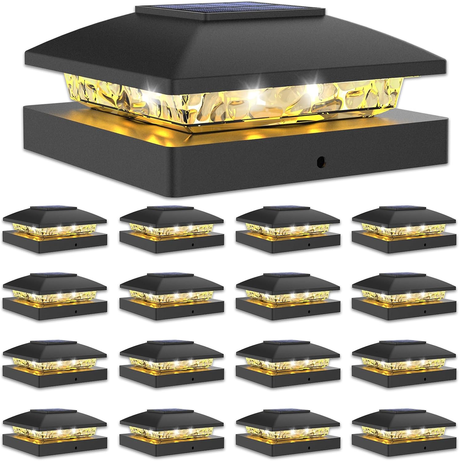 4x4 Solar Post Cap Light Set for Outdoor Decks and Fences
