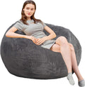Bean Bag Chair with Faux Rabbit Fur Cover - 4 ft Giant Memory Foam