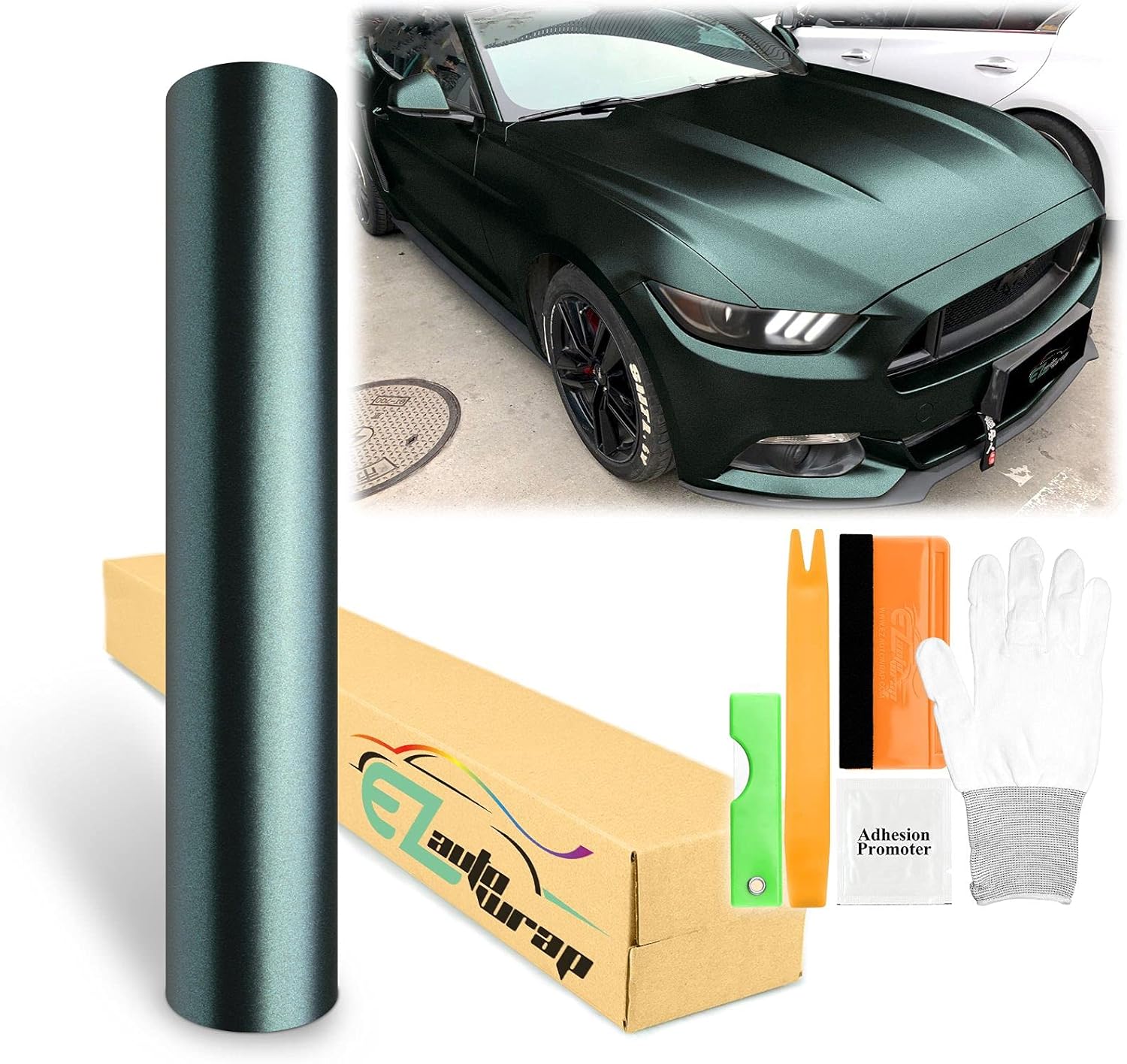 60inx300in Dark Green Matte Metallic Vinyl Wrap for Vehicles