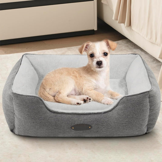 Cozy Rectangular Dog Bed for Small Breeds with Bolstered Design