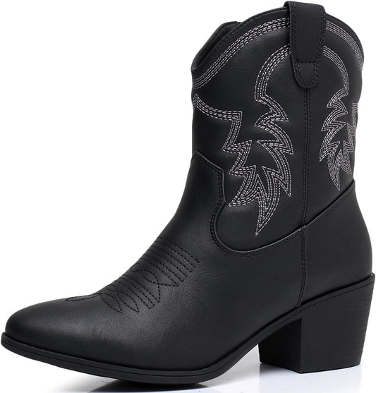 GLOBALWIN Women's Mid Calf Cowboy Boots for Fashionable Cowgirls