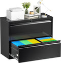 Lateral File Cabinet 2 Drawer Metal - Deep Locking Storage
