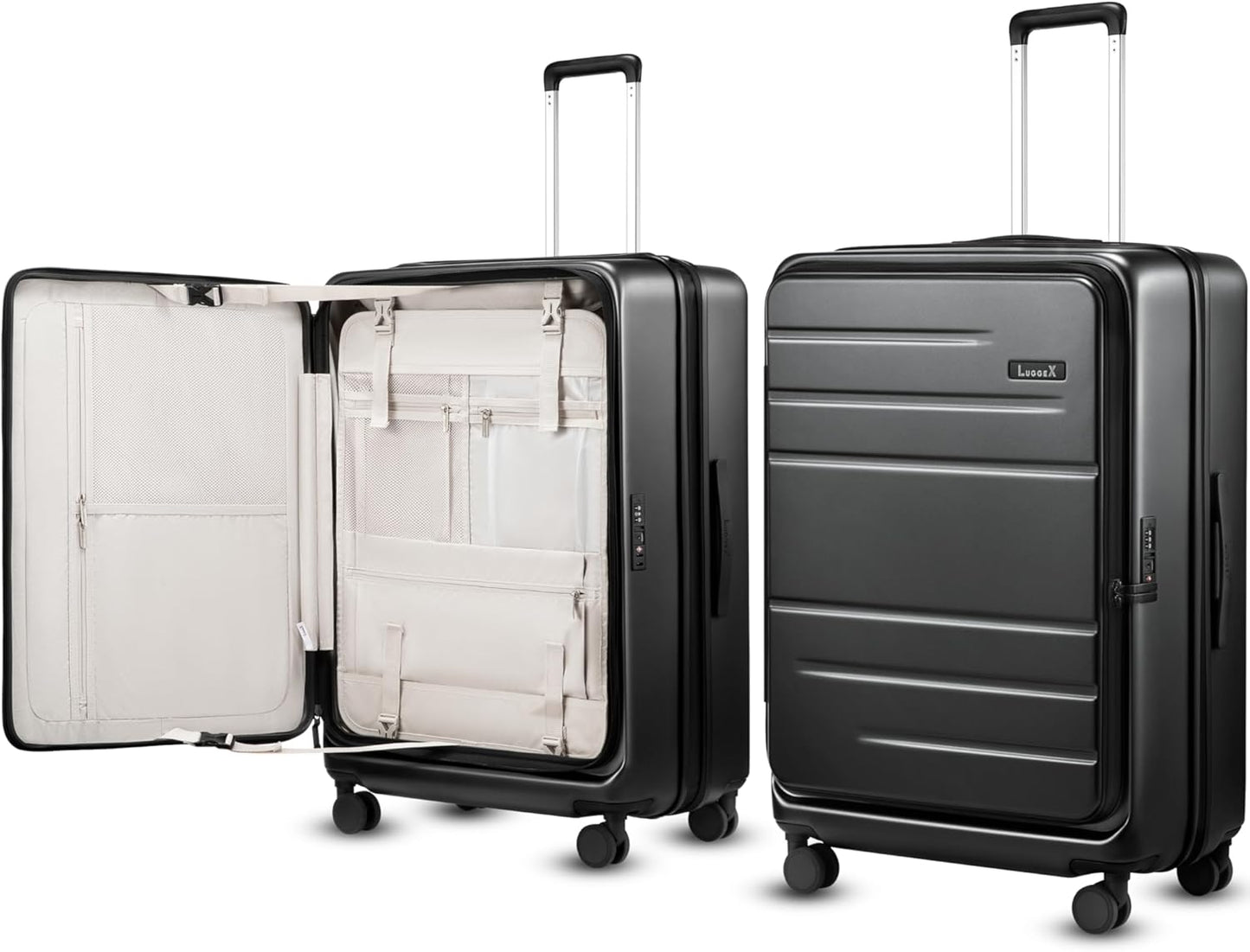 LUGGEX Checked Suitcase with Spinner Wheels for Easy Travel
