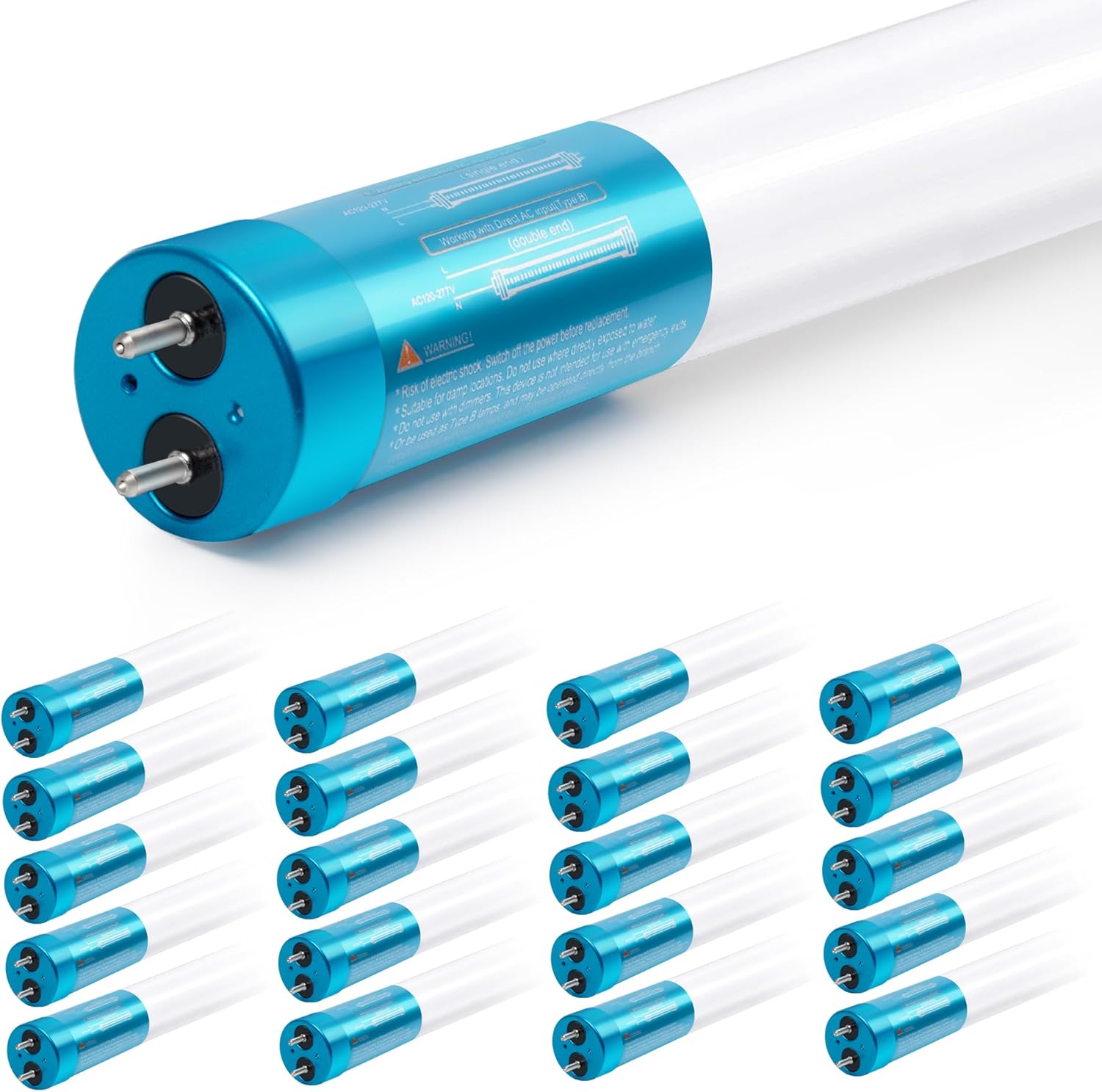 20 Pack 4FT LED T8 Ballast Bypass Light Tube for Any Space