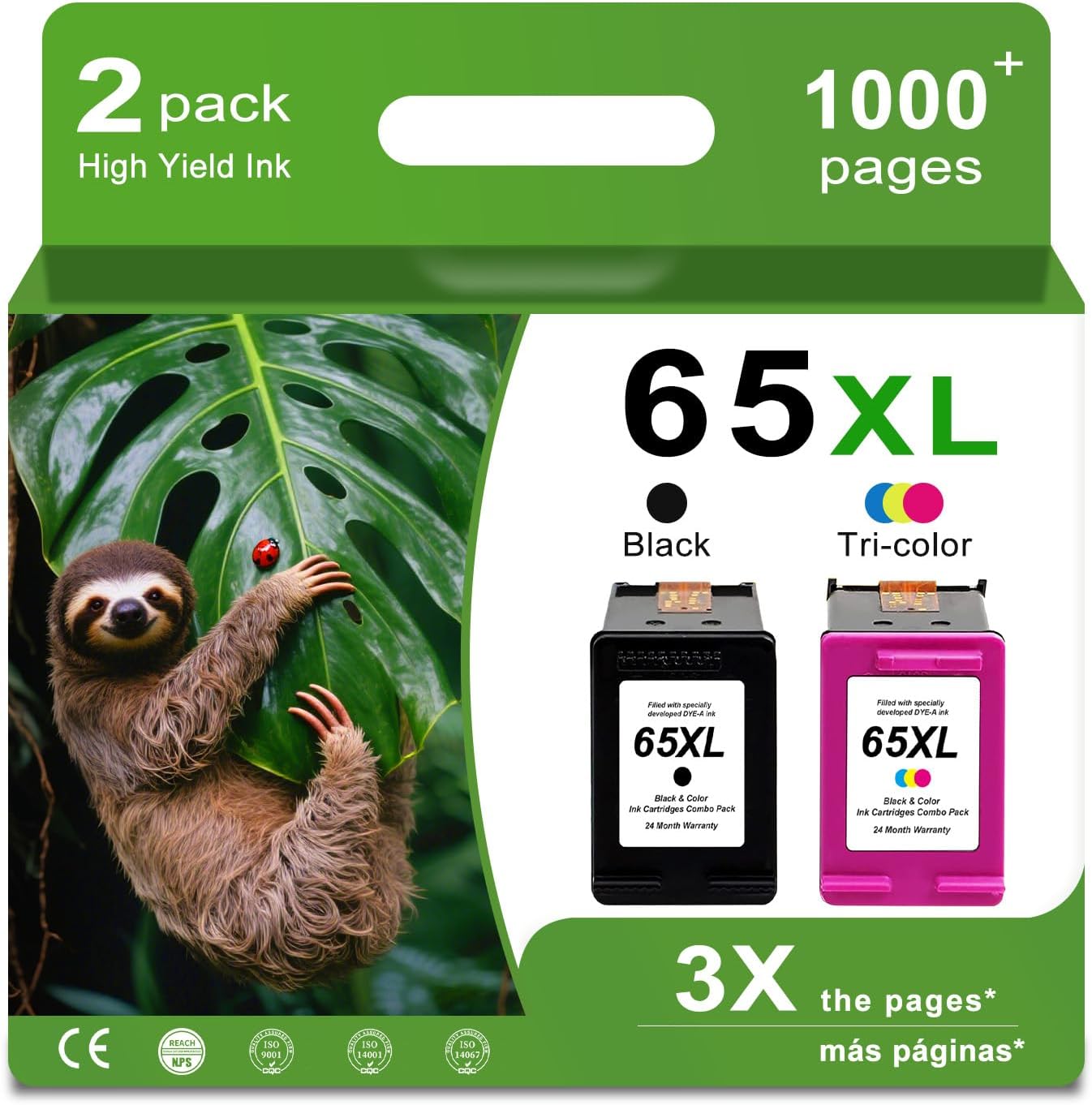 65XL Black Color Combo Remanufactured Ink Cartridge Replacement