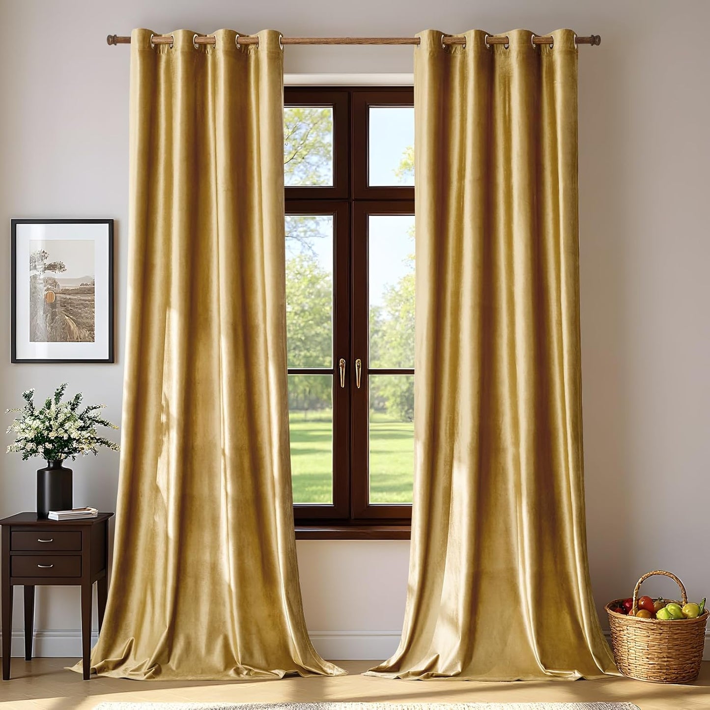 Luxury Velvet Gold Curtains for Living Room and Bedroom Decor