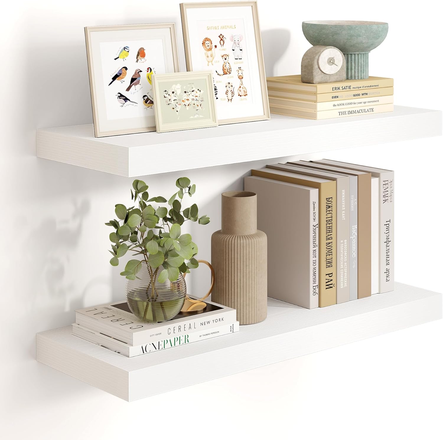24 inch Floating Shelves for Wall - Modern White Wood Design