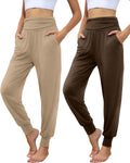 2 Pack Women's Yoga Joggers - Cozy High Waisted Sweatpants Shoes
