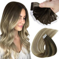 Sunny Hair Tape in Extensions 18 in Dark Brown Balayage - Natural