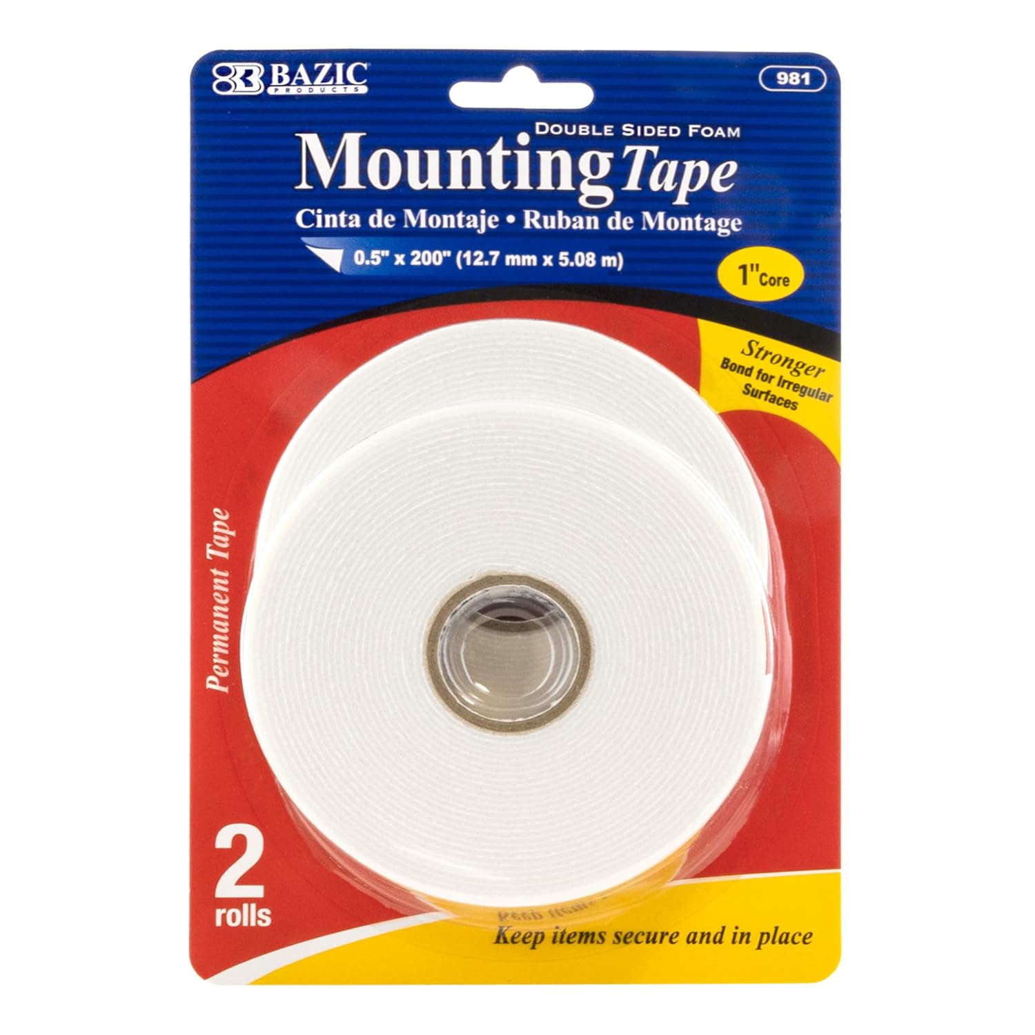 BAZIC Double Sided Foam Mounting Tape for Crafts and Projects