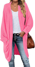 Waffle Knit Batwing Long Sleeve Cardigan - Cozy Oversized Layer